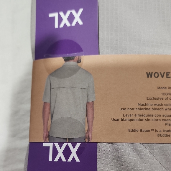 ☆☆HOST PIC ☆☆ Eddie Bauer Light Gray Woven Tech Shirt XXL NWT - Picture 6 of 6
